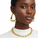 Hoop 18K Gold Steel Trapezoid Thick Earrings