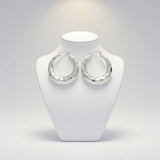 Hoop Silver Stainless Steel Diamond Cut Earrings