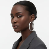 Stainless Steel Hollow 2.75in Thick Earrings