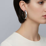 Hoop Silver Steel Graduated Open C Earrings