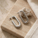 Open Hoop Stainless Steel Oval Tube Earrings