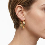 Hoop 18K Gold Stainless Steel Beveled Earrings