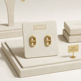 Stud 18K Gold Stainless Mariner Anchor Earrings