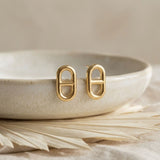 Stud 18K Gold Stainless Mariner Anchor Earrings