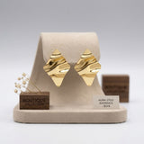 Stud 18K Gold Stainless Wavy Diamond Earrings