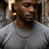 Men's 24in 4DC 12mm Antique Stainless Steel Chain