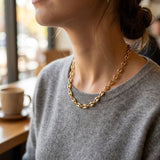 18k Gold Steel Mariner Chain Necklace for Women