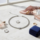 Stainless  Steel Princess CZ Cuban Chain Necklace