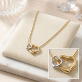 18k Gold Steel Double Heart Pendant Necklace