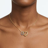18k Gold Steel Double Heart Pendant Necklace