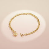 Gold 18K Steel Toggle Heart Rolo Chain Necklace