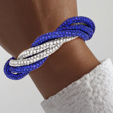 Cargar imagen en el visor de la galería, Sorority Vibrant Blue Clear Twisted Tube Bracelet
