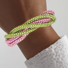 Cargar imagen en el visor de la galería, Sorority Vibrant Pink Green Twisted Tube Bracelet
