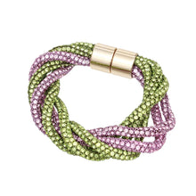 Cargar imagen en el visor de la galería, Sorority Vibrant Pink Green Twisted Tube Bracelet
