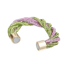 Cargar imagen en el visor de la galería, Sorority Vibrant Pink Green Twisted Tube Bracelet
