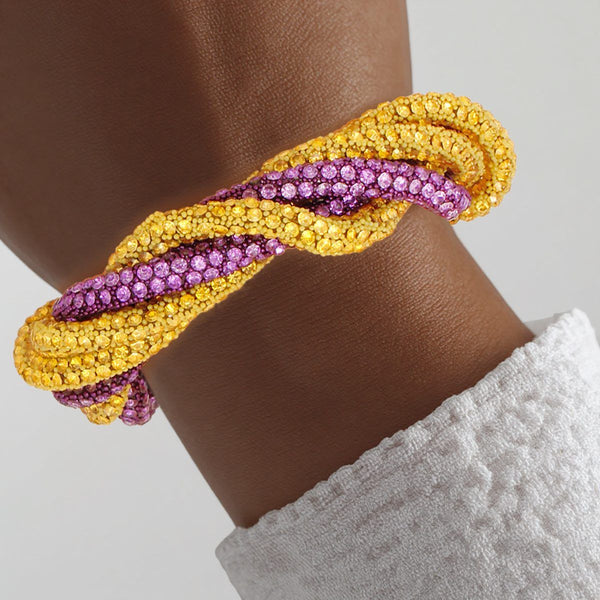 Omega Psi Vibrant Purple Gold Twisted Tube Bracelet