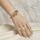 Bangle Mixed Metal Wrapped Nail Hinge Bracelet