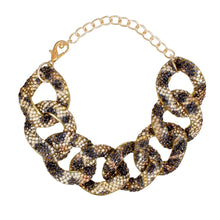 Load image into Gallery viewer, Chain Wild Child Leopard Stone Encrusted Bracelet
