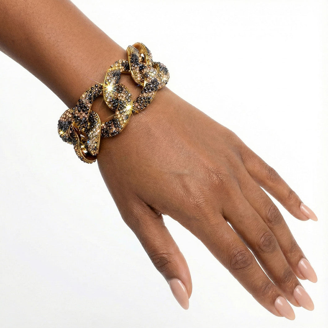 Chain Wild Child Leopard Stone Encrusted Bracelet