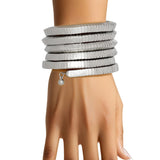 Bangle Silver Coiled Tubogas Style Spring Bracelet