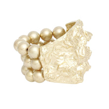 Cargar imagen en el visor de la galería, Cuff Chunky Raw Matte Gold Pearl Band Bracelet

