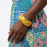 Bangle Vintage Mustard Resin Wavy Chunky Bracelet