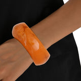 Bangle Orange Marbled Chunky Retro Resin Bracelet