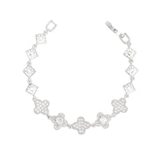Load image into Gallery viewer, Tennis Bracelet Silver Brass CZ Clover Link Chain
