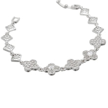 Load image into Gallery viewer, Tennis Bracelet Silver Brass CZ Clover Link Chain

