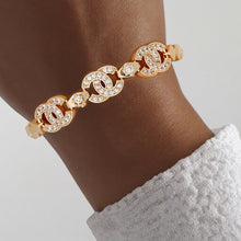 Load image into Gallery viewer, Tennis Bracelet Gold Brass CZ Link CC Chain
