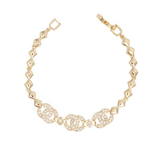 Load image into Gallery viewer, Tennis Bracelet Gold Brass CZ Link CC Chain
