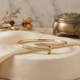 Bangle Sleek Gold Wrapped Nail CZ Bracelet