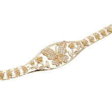 Load image into Gallery viewer, Tennis Bracelet Gold Brass CZ Butterfly Link Chain
