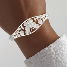 Load image into Gallery viewer, Tennis Bracelet Silver Brass CZ Butterfly Link
