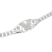Load image into Gallery viewer, Tennis Bracelet Silver Brass CZ Butterfly Link
