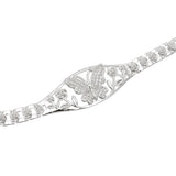 Tennis Bracelet Silver Brass CZ Butterfly Link