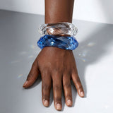 Bangle Transparent Blue Prism Wave Facet Bracelet
