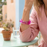 Bangle Transparent Pink Prism Wave Facet Bracelet