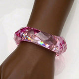 Bangle Transparent Pink Prism Wave Facet Bracelet