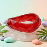 Bangle Transparent Red Prism Wave Facet Bracelet