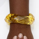 Bangle Transparent Yellow Prism Wave Facet Bracelet