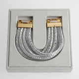 Gold 5 Strand Clear Stone Disco Ball Cuff Bracelet