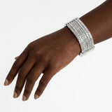 Silver 5 Strand Clear Stone Disco Ball Bracelet