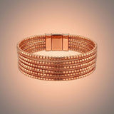 Gold 5 Strand Gold Stone Disco Ball Cuff Bracelet