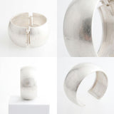 Bangle Matte Silver Metal Wide Hinge Bracelet