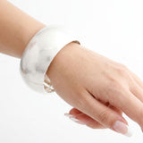 Bangle Matte Silver Metal Wide Hinge Bracelet