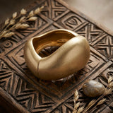 Bangle Matte Gold Metal Wavy Chunky Bracelet