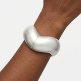 Bangle Matte Silver Metal Wavy Chunky Bracelet
