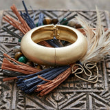Bangle Matte Gold Metal Sculpted Sleek Bracelet