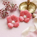 Pink Oversized Stud Painted Petal Flower Earrings